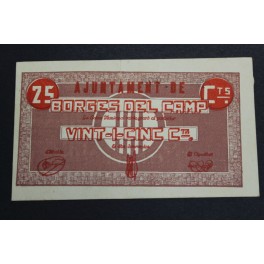 1937- BORGES CAMP -BILLETE - 25 CENTIMOS - TARRAGONA