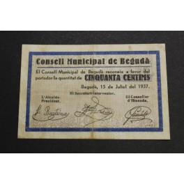 1937- BEGUDA - GIRONA - 50 CENTIMOS - BILLETE