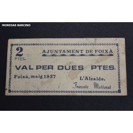 1937- FOIXA - GIRONA - 2 PESETAS - BILLETE