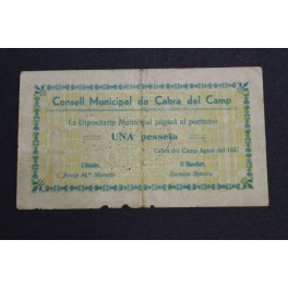 1937- CABRA del CAMP - 1 PESETA -TARRAGONA