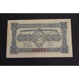 1937- ESPLUGA FRANCOLI - 25 CENTIMOS - TARRAGONA - BILLETE