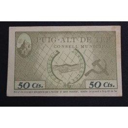 1937- PUIG ALT DE TER -  50 CENTIMOS - GIRONA
