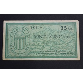 1938- COLLBATO -BILLETE - 25 CENTIMOS - BARCELONA