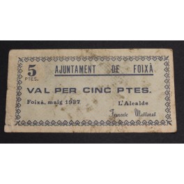 1937- FOIXA  - GIRONA - 5 PESETAS - BILLETE