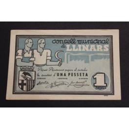 1937- LLINARS - BILLETE - 1 PESETA - BARCELONA