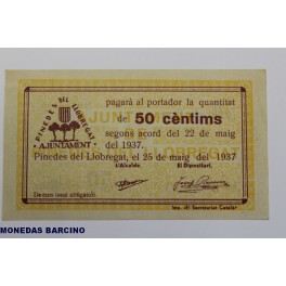 1937- PINEDES LLOBREGAT- 50 CENTIMOS -BARCELONA
