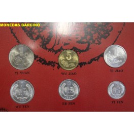 1989- CHINA - 6 MONEDAS- YUAN - JIAAO - FEN- TRAVEL