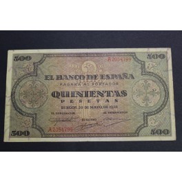 1938- BURGOS -SERIE A - 500 PESETAS - SANTIAGO