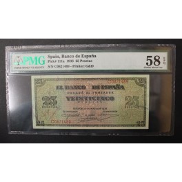 1938- BURGOS -SERIE C - 25 PESETAS - PMG 58 -EPQ