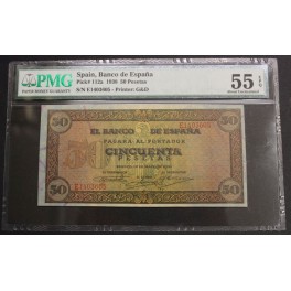 1938- BURGOS -SERIE E -50 PESETAS - PMG 55 - EPQ