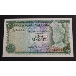 1976- MALASIA -5 RINGGIT- ABDUL RAHMAN- BILLETE 
