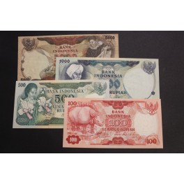1977- INDONESIA - RUPIAH - 4 BILLETES - BANK