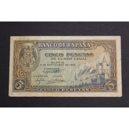 1940- ALCAZAR -SERIE B -5 PESETAS - BANCO ESPAÑA