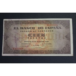 1938- BURGOS -SERIE H -100 PESETAS- BANCO ESPAÑA -  