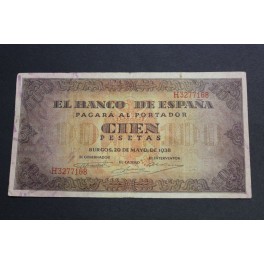 1938- BURGOS -SERIE H -100 PESETAS- BANCO ESPAÑA -  