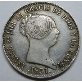 1851 - BARCELONA - 10 REALES - ISABEL II - SPAIN