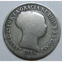 1854 - BARCELONA - 2 REALES - ISABEL II - SPAIN