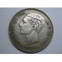 1877 -  ALFONSO XII - 5 PESETAS - DURO -  PLATA - ESPA&Ntilde;A