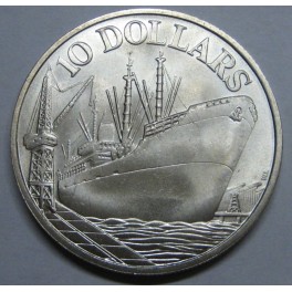 1976- SINGAPUR - 10 DOLARES - BARCO - PLATA  