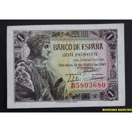 1943- FERNANDO -SERIE D- 1 PESETA - MADRID