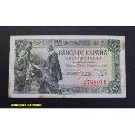 1945-CAPITULACIONES- SIN SERIE 5 PESETAS-MADRID