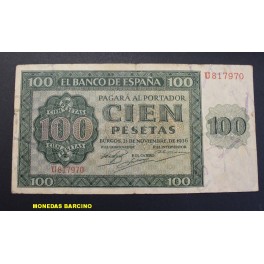 1936- BURGOS -SERIE U -100 PESETAS - ESPA&Ntilde;A  