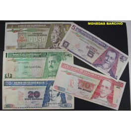 1983-1995- GUATEMALA - QUETZALS - 5 BILLETES 