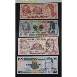 1989-1994- HONDURAS - LEMPIRAS - 4 BILLETES