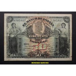 1907-ALEGORIAS-SIN SERIE -50 PESETAS-MADRID 