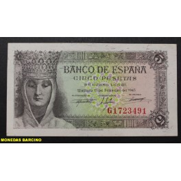 1943- ISABEL - SERIE G - 5 PESETAS - MADRID