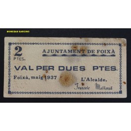 1937- FOIXA - GIRONA - 2 PESETAS - BILLETE