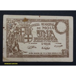 1937- MOIA - BILLETE - 1 PESETA - BARCELONA