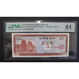 1962- SOUTH KOREA -50 WON -PMG 64 - COREA 