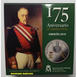 2019  - ESPA&Ntilde;A - 10  EUROS  - GUARDIA CIVIL - PLATA