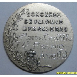 1923- MEDALLA - PLATA - PALOMAS MENSAJERAS