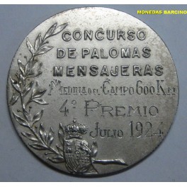 1924- MEDALLA - PLATA - PALOMAS MENSAJERAS