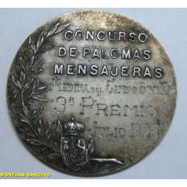 1925- MEDALLA - PLATA - PALOMAS MENSAJERAS
