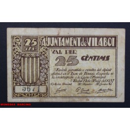 1937- VILABOI - 25 CENTIMS- BARCELONA- BILLETE 