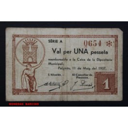 1937- PALAMOS -1 PESETA- BARCELONA- BILLETE 