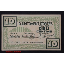 1937- ARTES -10 CENTIMOS- BARCELONA - BILLETE 