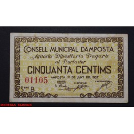 1937- AMPOSTA - 50 CENTIMOS- TARRAGONA 