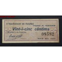 1937- CALAFELL- 25 CENTIMOS- TARRAGONA 