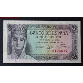 1943- ISABEL - SIN SERIE - 5 PESETAS - MADRID