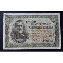 1940-FALSO DE EPOCA PELAYO -SERIE E - 50 PESETAS - MADRID