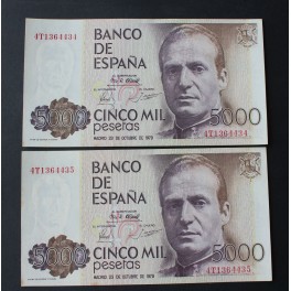 1979- JUAN CARLOS -SERIE 4T -5000 PESETAS- PAREJA