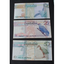 1998-SEYCHELLES -RUPEES -3 BILLETES -FAUNA