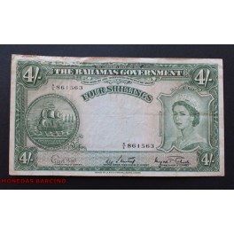 1953- BAHAMAS -4 SHILLINGS - ELIZABETH 