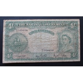 1953- BAHAMAS -4 SHILLINGS - ELIZABETH 