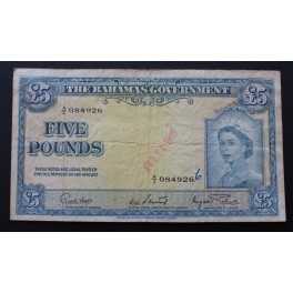 1953- BAHAMAS -5 DOLLARS - ELIZABETH II
