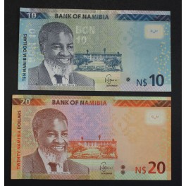 1993-99- NAMIBIA -DOLLARS -AFRICA -2 BILLETES